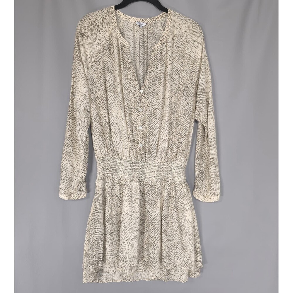 RAILS Women's Mini Dress LARGE Smocked Jasmine Cream Snakeskin 923-148-2510 - Picture 3 of 10